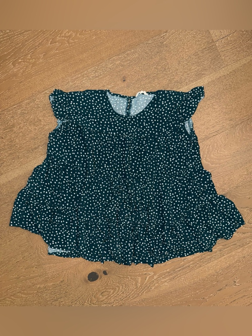 entro Teal Polka Dot Flutter Peplum‎ Top